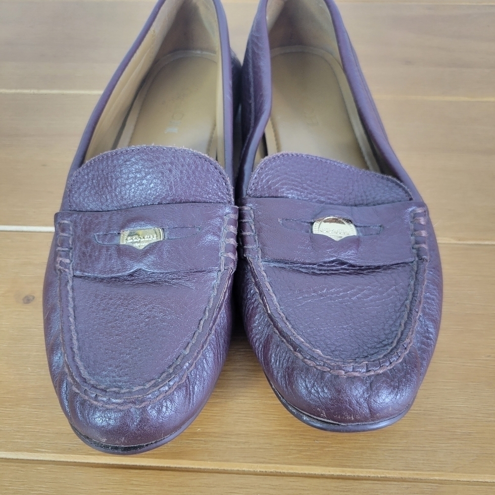 Women's burgundy Coach Penny Loafers - Picture 5 of 7
